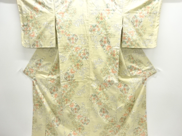 JAPANESE KIMONO / TSUMUGI / UNUSED / WOVEN CHINESE FLOWER
